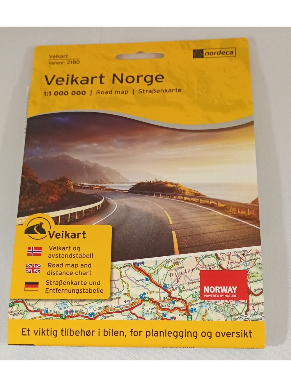 Norway Road Map (Veikart Norge) 1:1,000,000 2178 Nordeca Brand-NEW